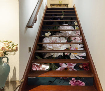 3D Elegant Blooming Flowers 502 Stair Risers