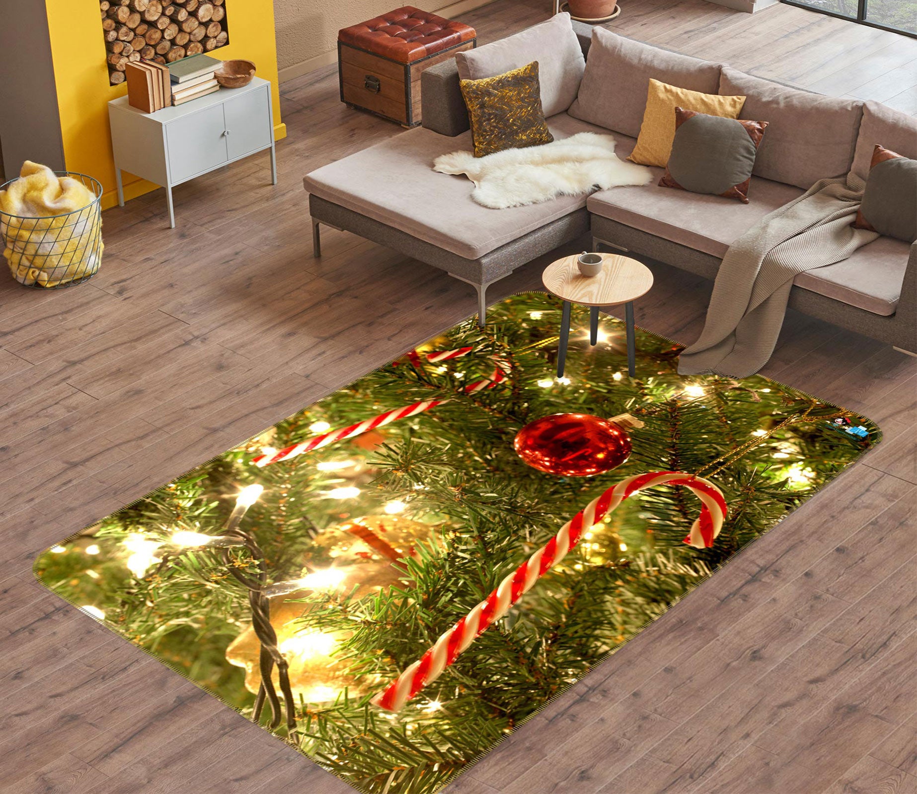 3D Tree Crutch 56195 Christmas Non Slip Rug Mat Xmas