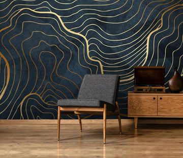 3D Gold Line Arc 787 Wall Murals