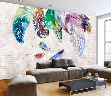 3D Green Feather WC829 Wall Murals