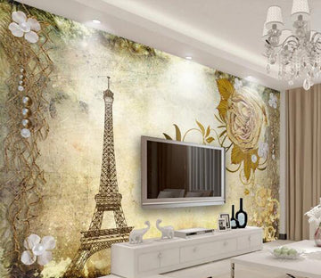 3D Yellow Tower Rose WC223 Wall Murals