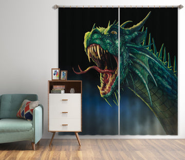 3D Green Dragon 7168 Ciruelo Curtain Curtains Drapes