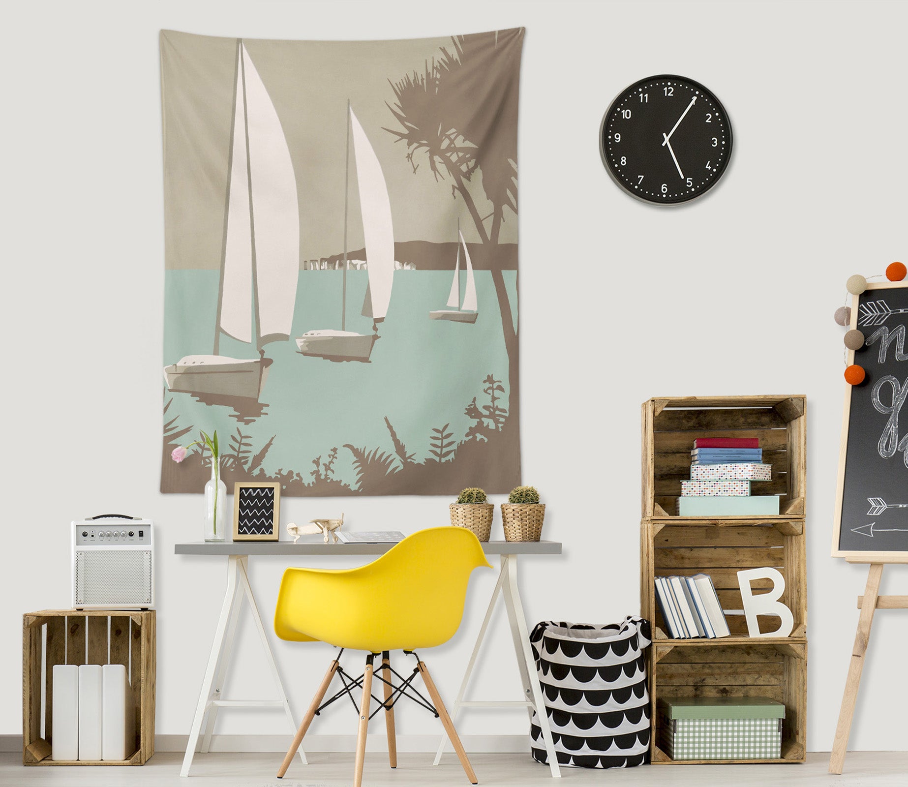 3D White Sailboat 5362 Steve Read Tapestry Hanging Cloth Hang