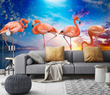 3D Galaxy Flamingo 376 Wall Murals