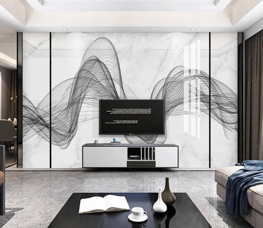3D Black Curved Ribbon 752 Wall Murals
