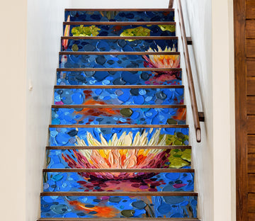 3D Lotus Oil Painting 96145 Dena Tollefson Stair Risers