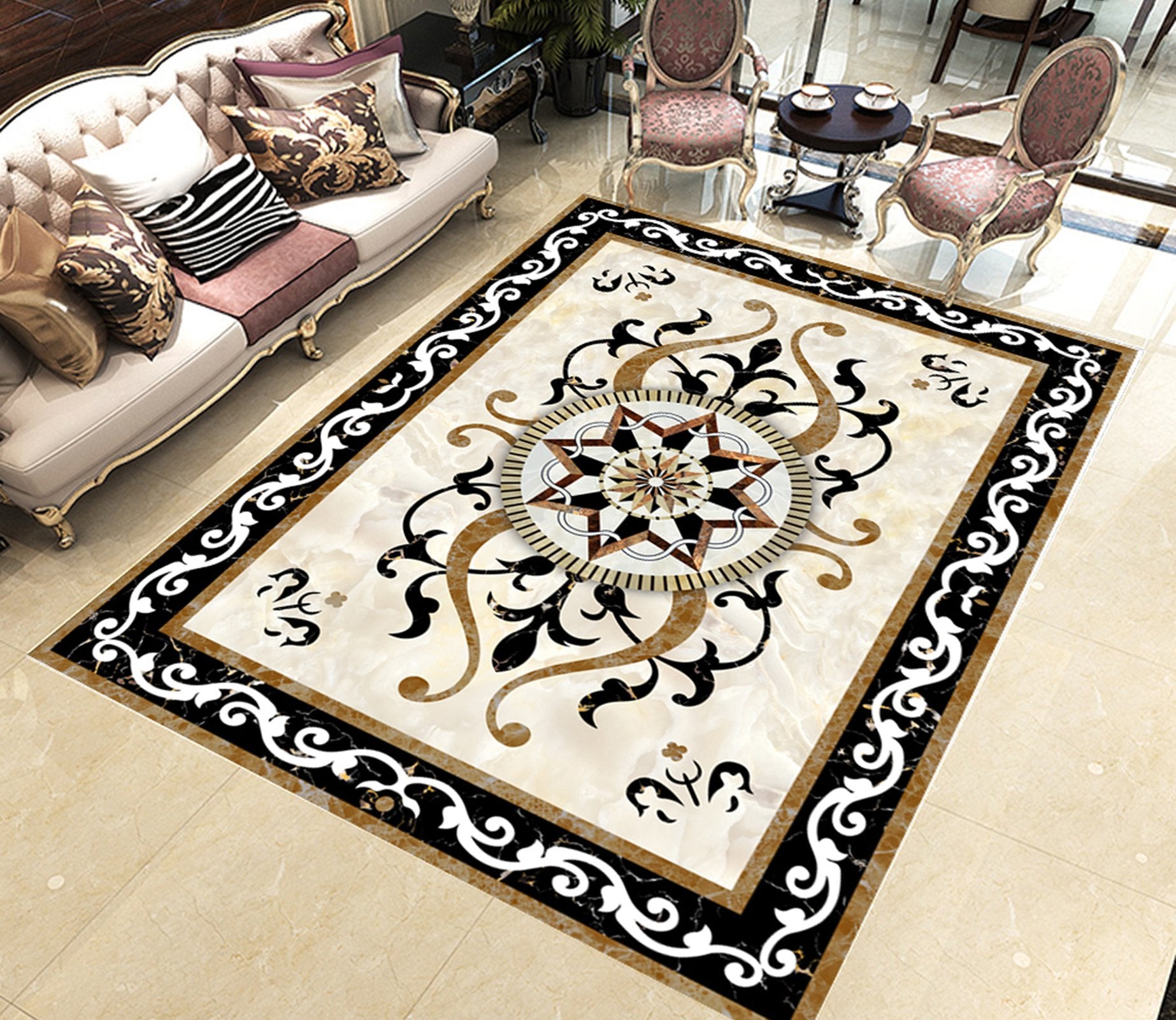 3D Black Strips WG592 Floor Mural Wallpaper AJ Wallpaper 2 