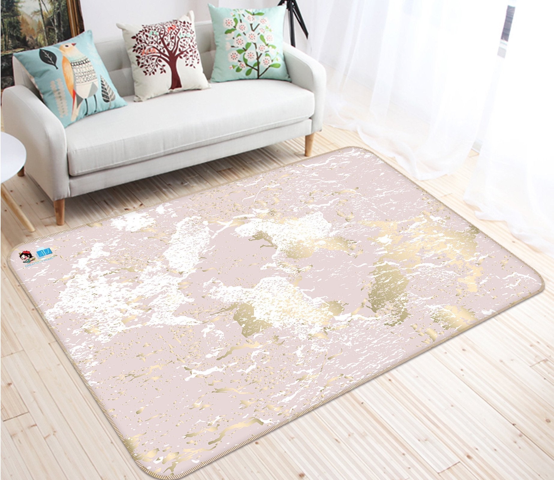 3D Powder Background White Block 77 Non Slip Rug Mat Mat AJ Creativity Home 