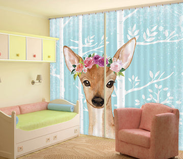 3D Sika Deer 166 Uta Naumann Curtain Curtains Drapes