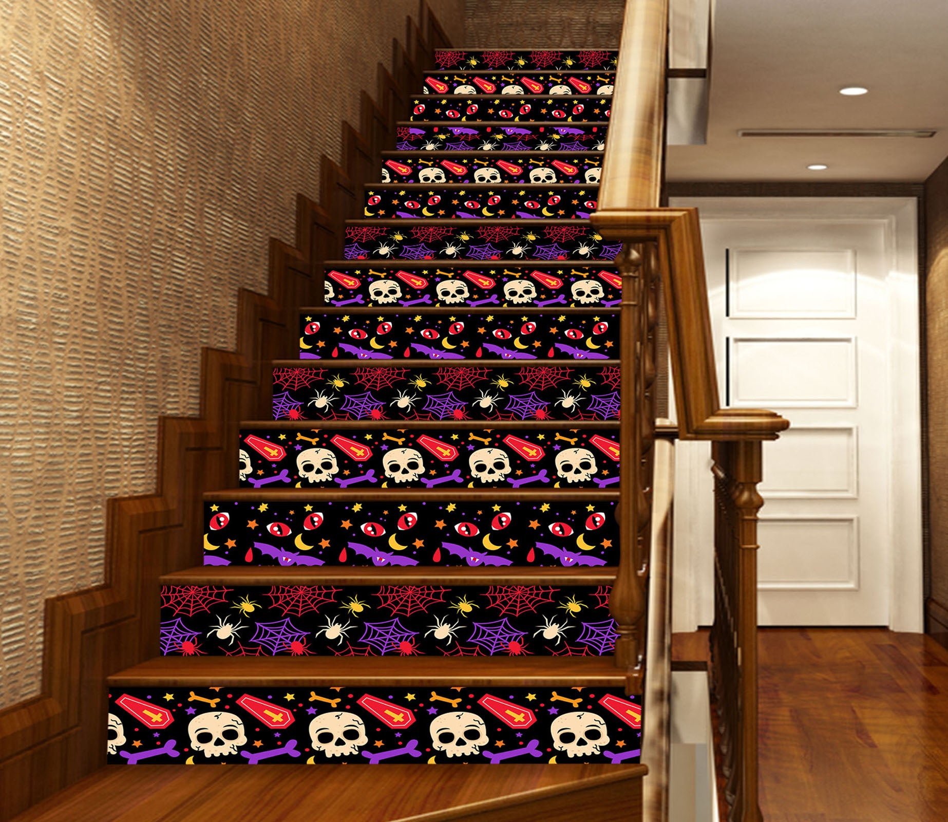 3D Skull Halloween 655 Stair Risers