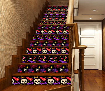 3D Skull Halloween 655 Stair Risers