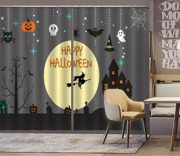 3D Skull Spider Witch 756 Halloween Curtains Drapes Curtains AJ Creativity Home 