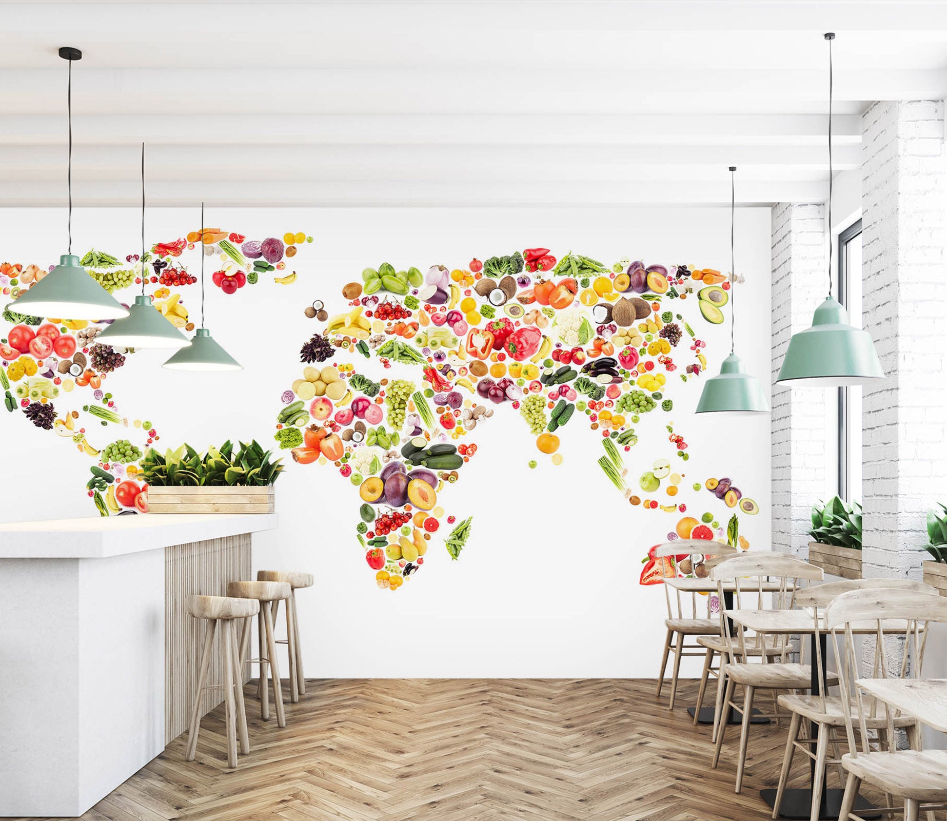 3D Color Painting 2121 World Map Wall Murals