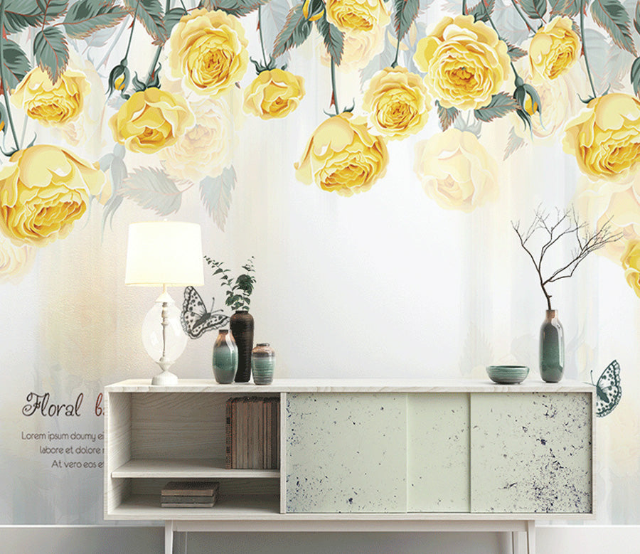 3D Yellow Rose WG150 Wall Murals