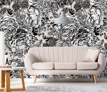 3D Doodle Peony Flower 46 Wall Murals