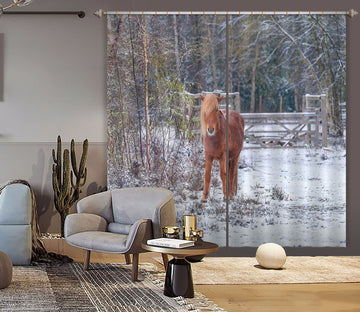 3D Brown Pony 6377 Assaf Frank Curtain Curtains Drapes