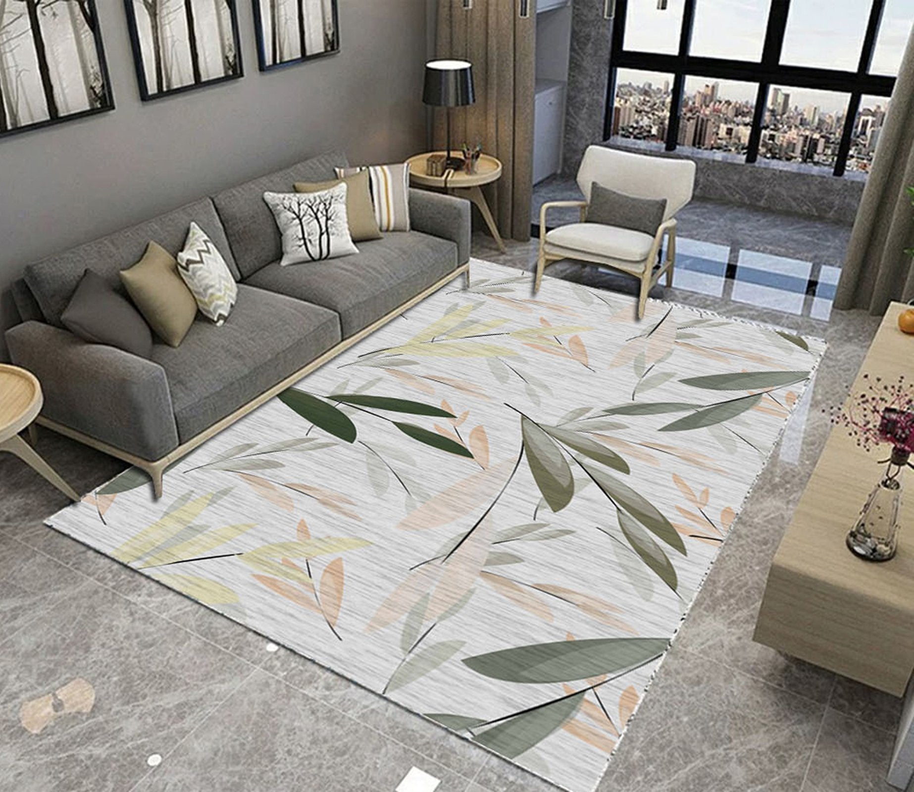 3D Colored Leaves WG523 Non Slip Rug Mat Mat AJ Creativity Home 