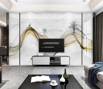 3D Light Gold Ribbon 781 Wall Murals