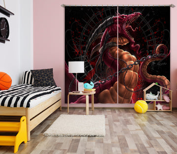 3D Red Dragon Chain 5089 Tom Wood Curtain Curtains Drapes