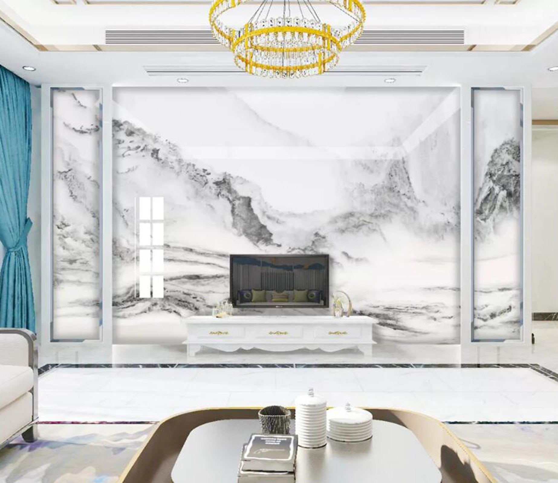 3D Abstract River Mountain WC79 Wall Murals Wallpaper AJ Wallpaper 2 