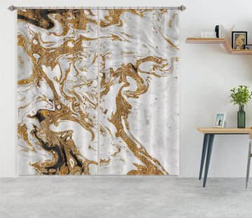 3D Golden Wave 193 Uta Naumann Curtain Curtains Drapes