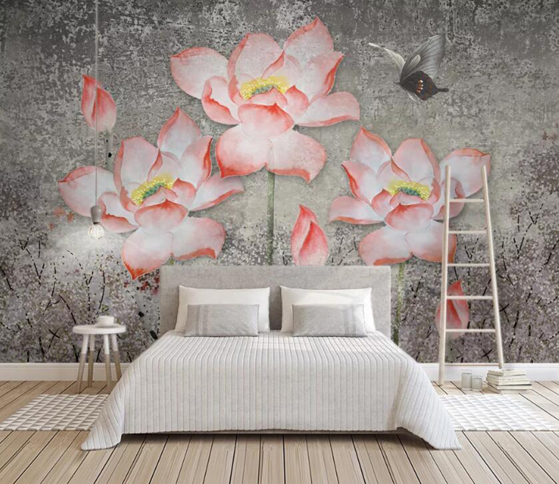 3D Flower Butterfly WC05 Wall Murals Wallpaper AJ Wallpaper 2 
