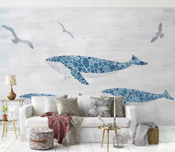 3D Whale Seagull WC2367 Wall Murals