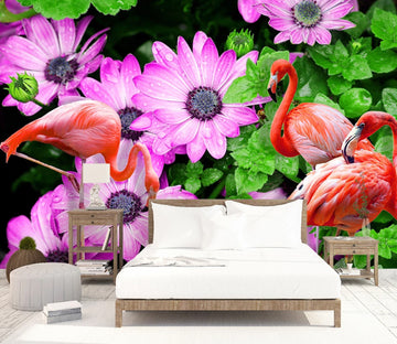 3D Flower Flamingo WC1543 Wall Murals