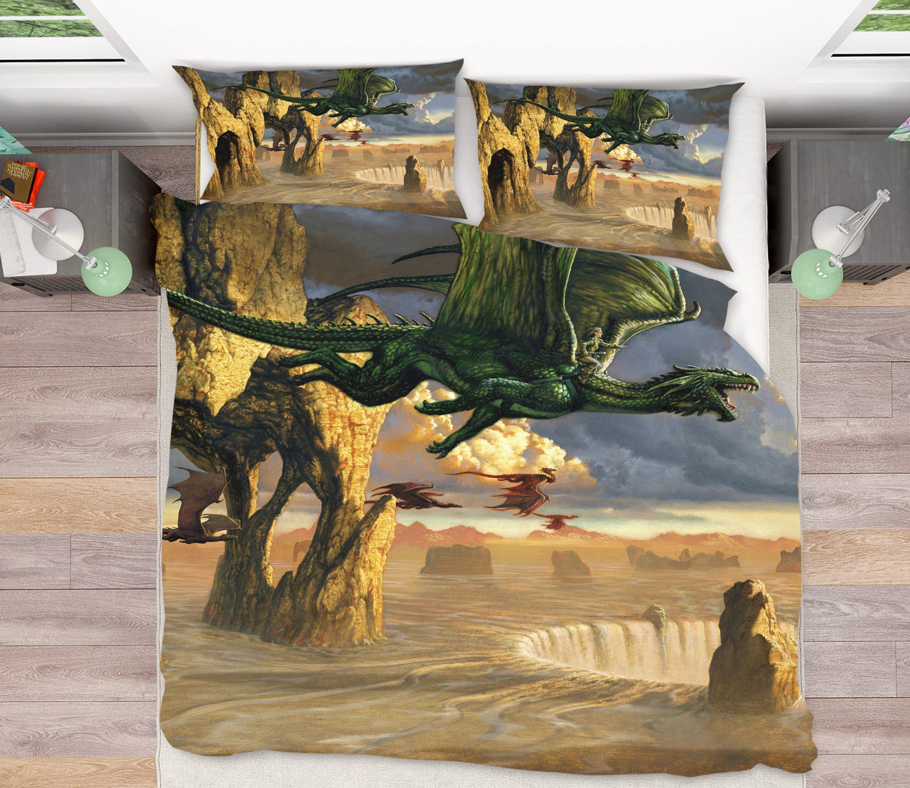 3D Rock Dragon 7021 Ciruelo Bedding Bed Pillowcases Quilt