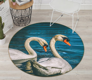 3D Swan Lake 097 Animal Round Non Slip Rug Mat Mat AJ Creativity Home 