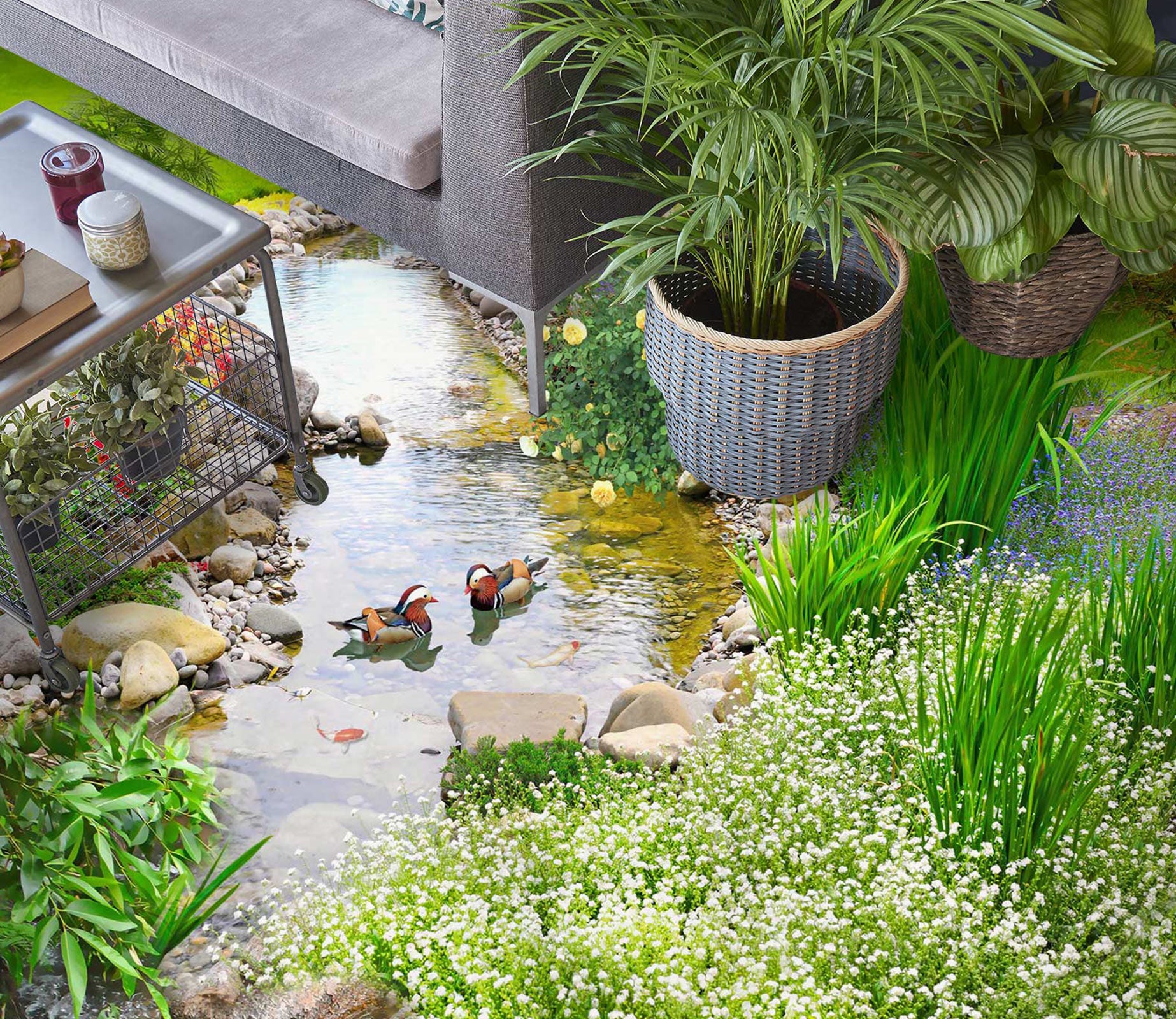 3D Leisurely Ducks 499 Floor Mural  Wallpaper Murals Rug & Mat Print Epoxy waterproof bath floor