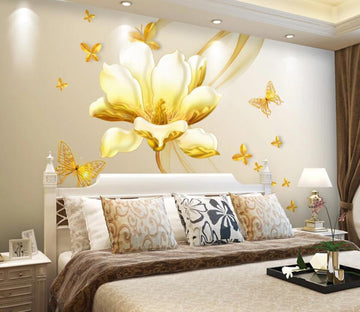 3D Golden Flower WC16 Wall Murals Wallpaper AJ Wallpaper 2 