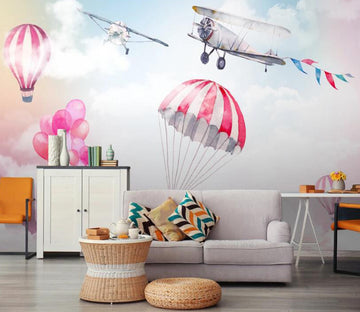 3D Two-color Parachute 563 Wall Murals