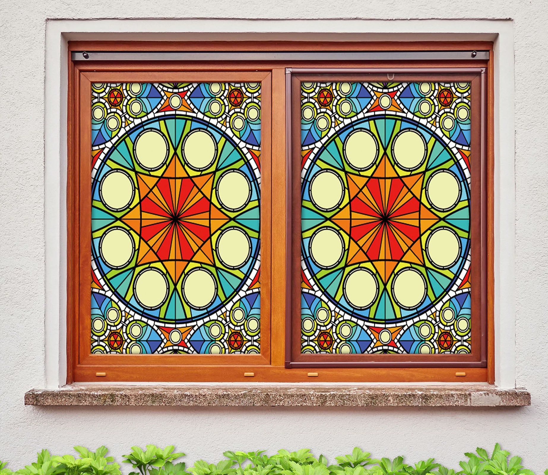 3D Modern Art Round 343 Window Film Print Sticker Cling Stained Glass UV Block