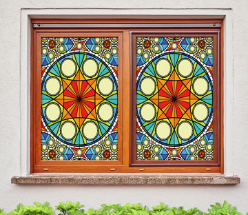 3D Modern Art Round 343 Window Film Print Sticker Cling Stained Glass UV Block