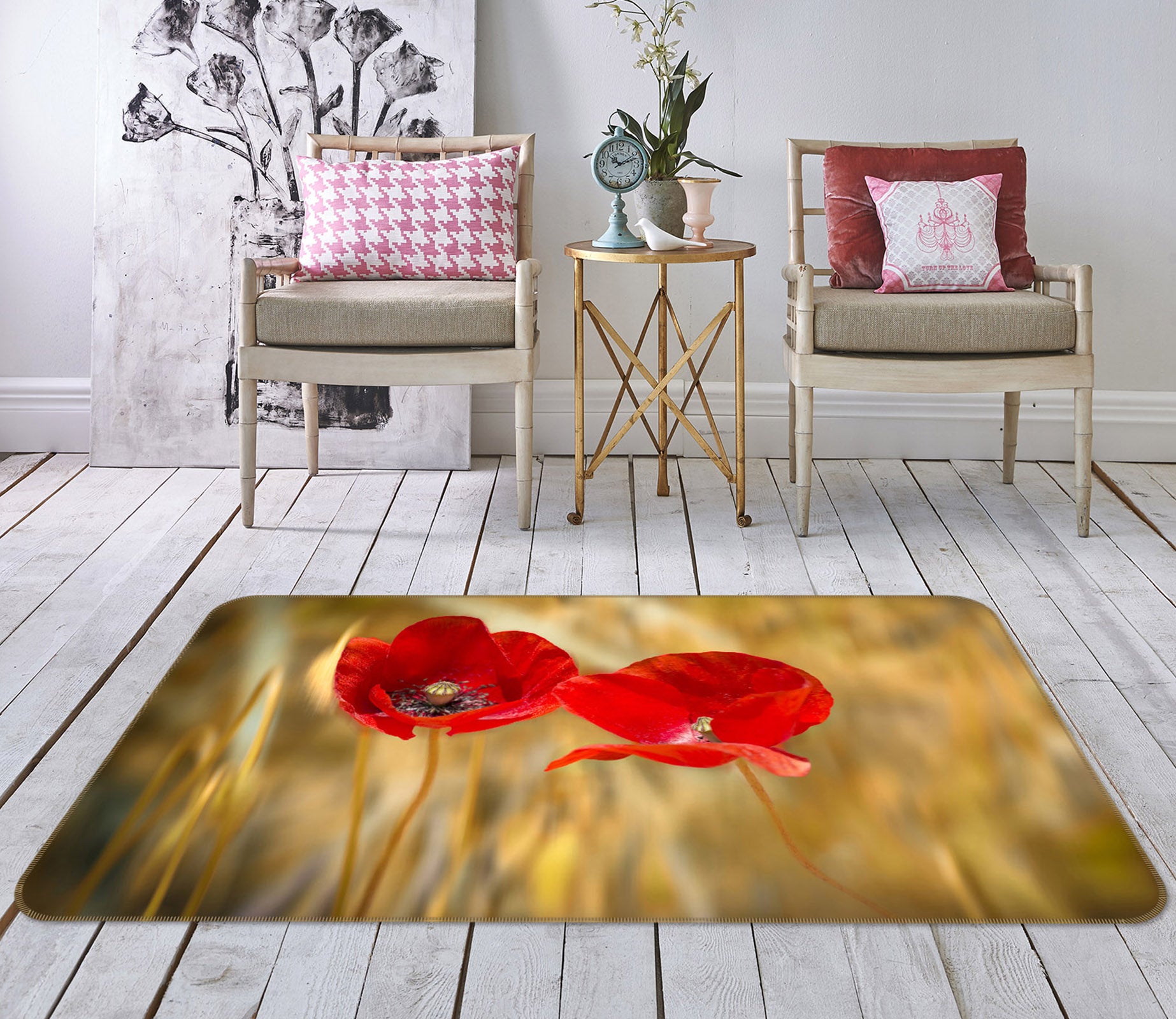 3D Red Flowers 1169 Marco Carmassi Rug Non Slip Rug Mat