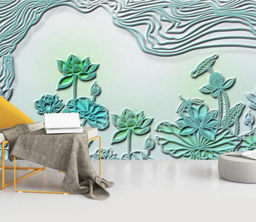 3D Line Leaves WC26 Wall Murals Wallpaper AJ Wallpaper 2 