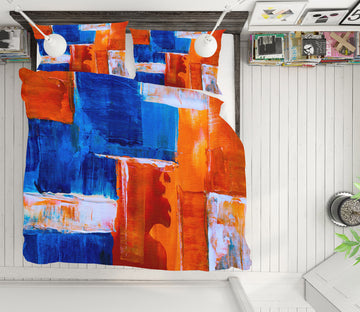3D Orange Blue 67058 Bed Pillowcases Quilt