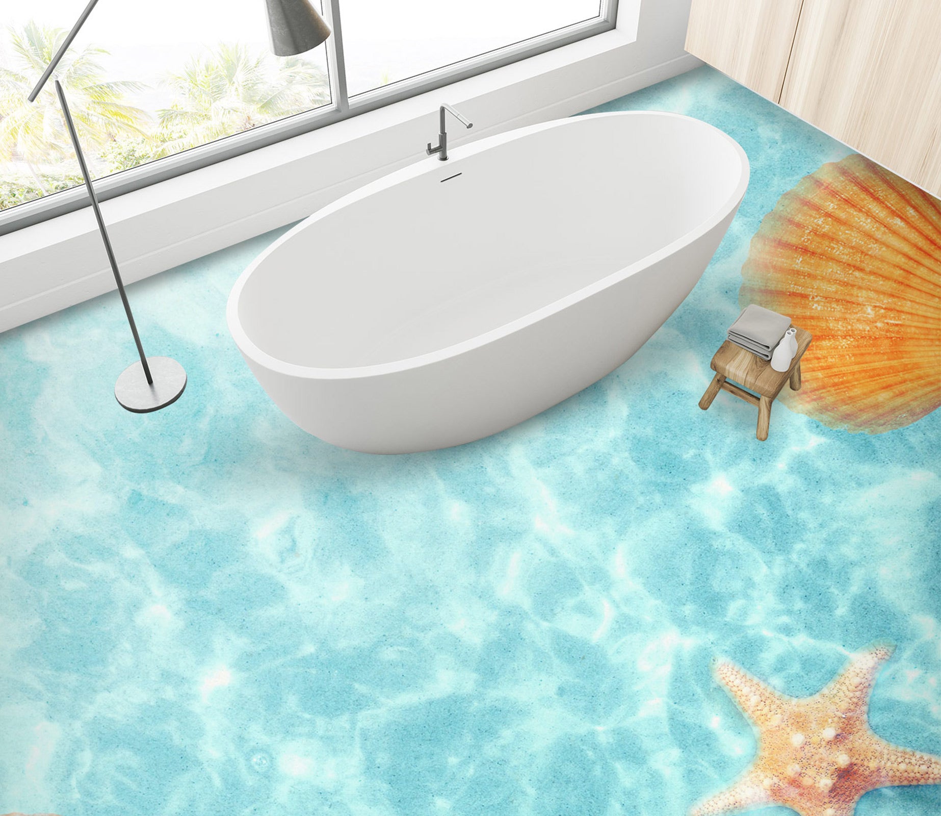 3D Starfish And Shells 496 Floor Mural  Wallpaper Murals Rug & Mat Print Epoxy waterproof bath floor