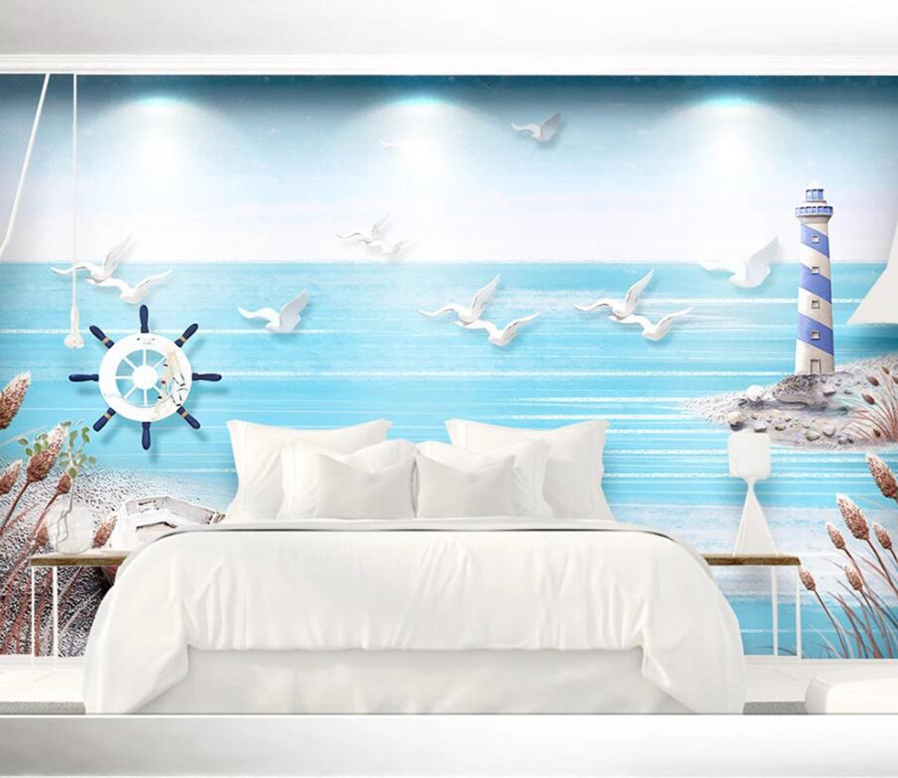 3D Beach Birds WC06 Wall Murals Wallpaper AJ Wallpaper 2 