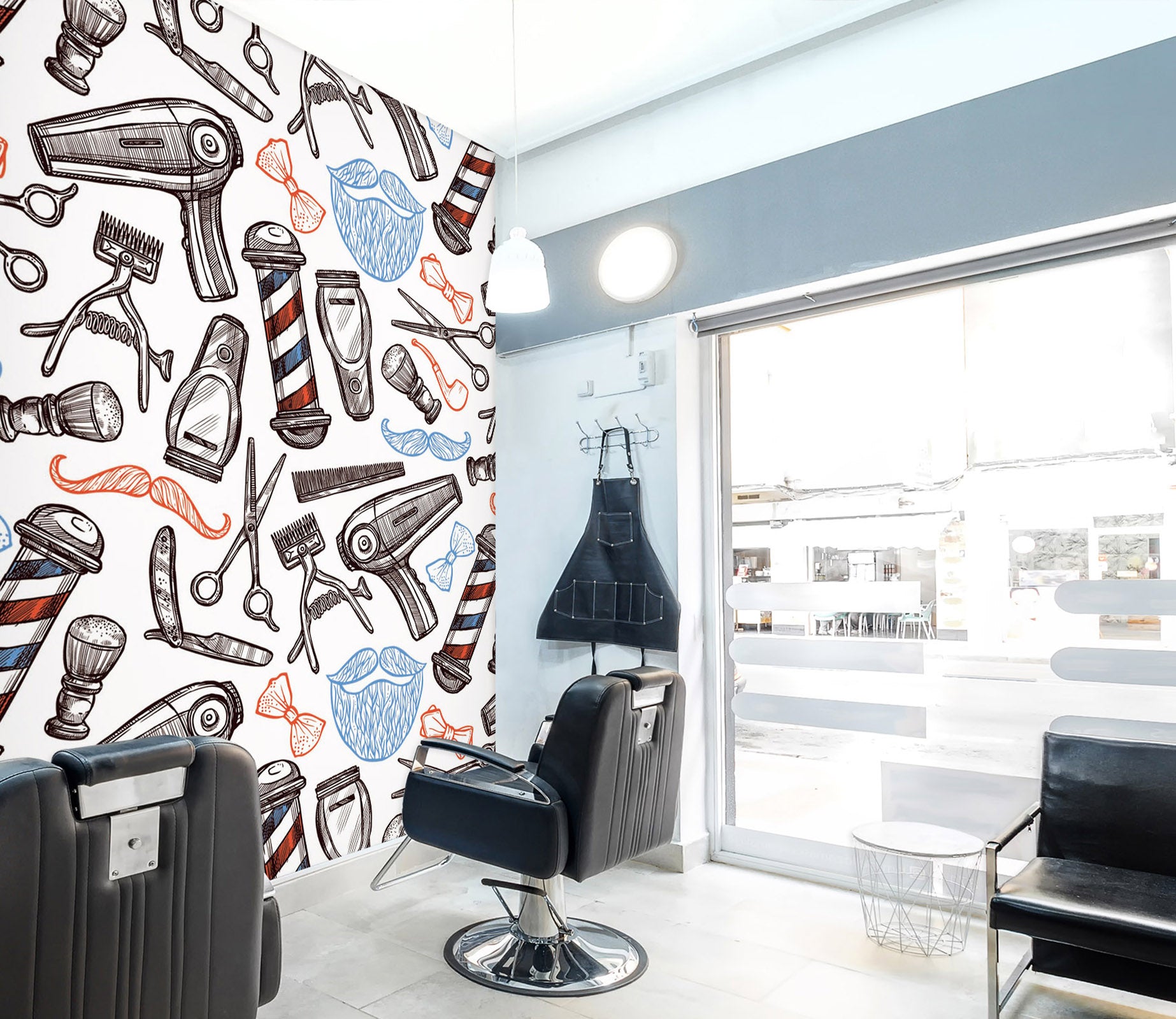 3D Hair Dryer Razor 115138 Barber Shop Wall Murals