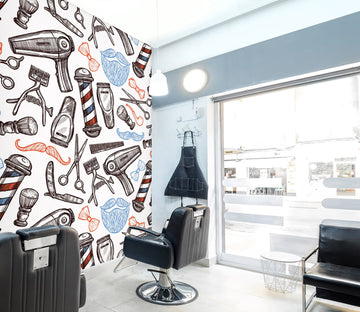 3D Hair Dryer Razor 115138 Barber Shop Wall Murals
