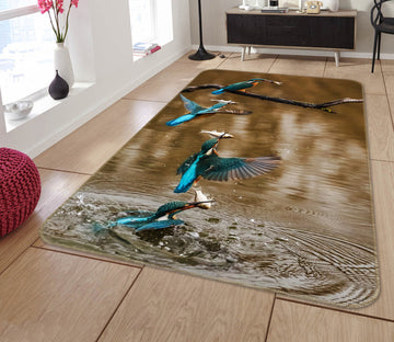 3D Blue Kingfisher 178 Animal Non Slip Rug Mat