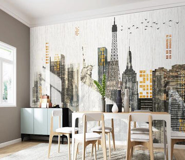 3D City Eiffel Tower WC1658 Wall Murals