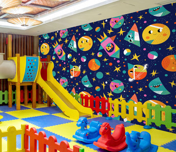 3D Rocket Planet Pattern 1424 Indoor Play Centres Wall Murals