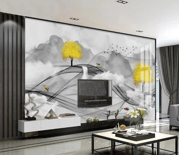 3D Ink Ribbon Trees 454 Wall Murals