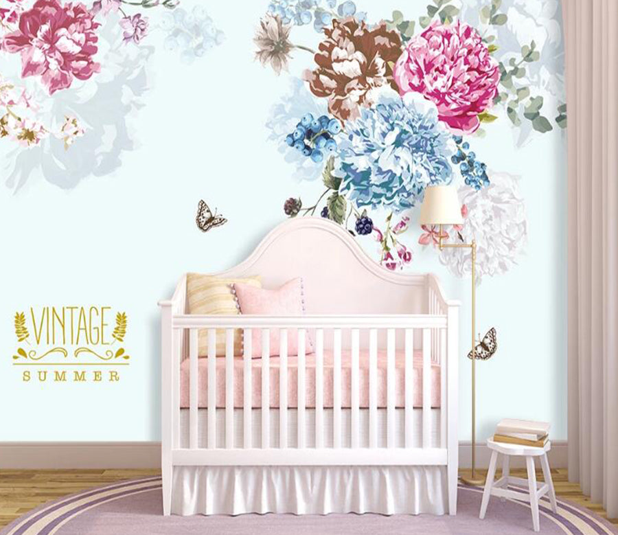 3D Color Hydrangea 028 Wall Murals
