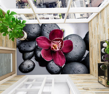 3D Fuchsia Flowers 1411 Floor Mural  Wallpaper Murals Self-Adhesive Removable Print Epoxy