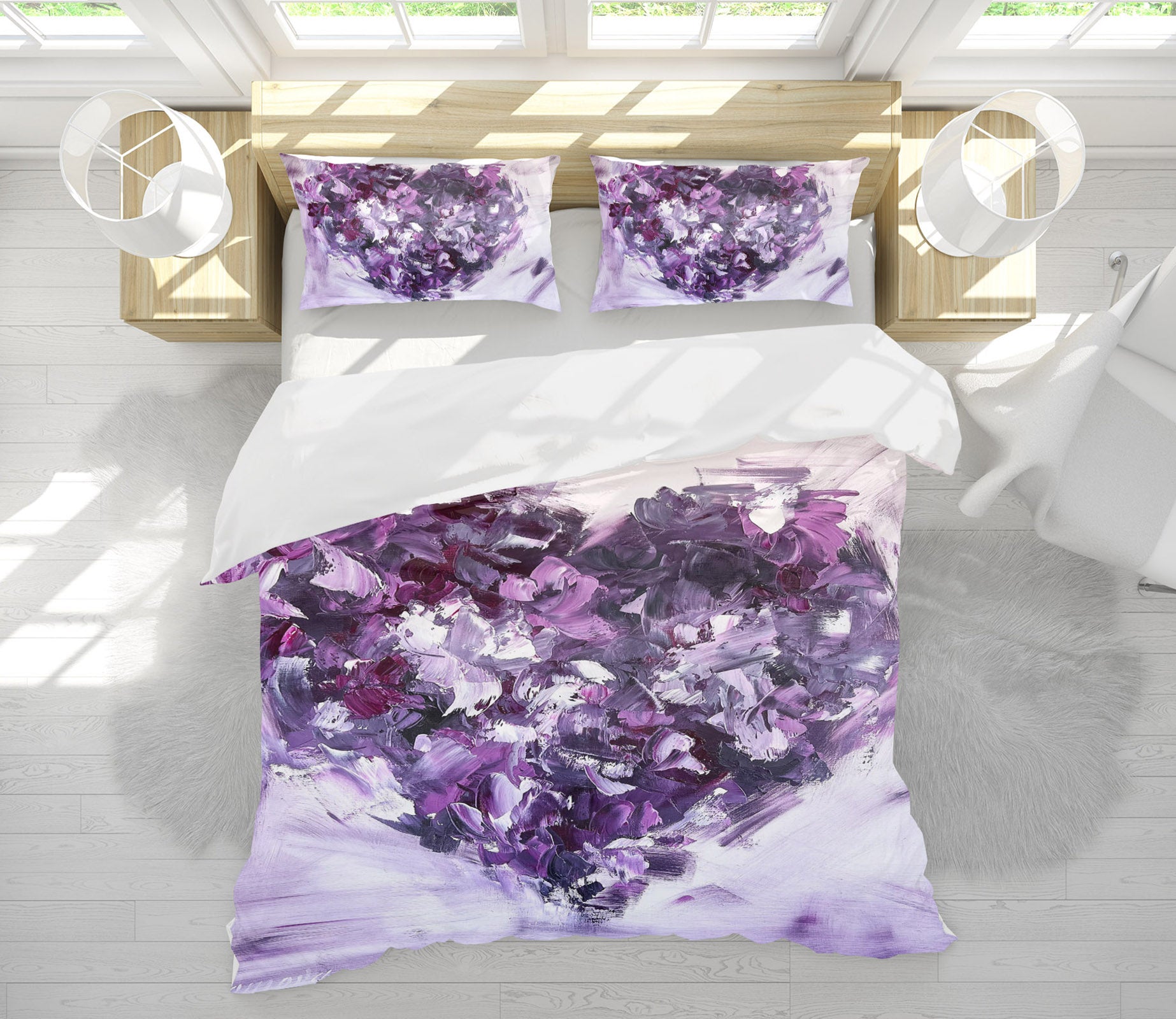 3D Purple Heart 3801 Skromova Marina Bedding Bed Pillowcases Quilt Cover Duvet Cover