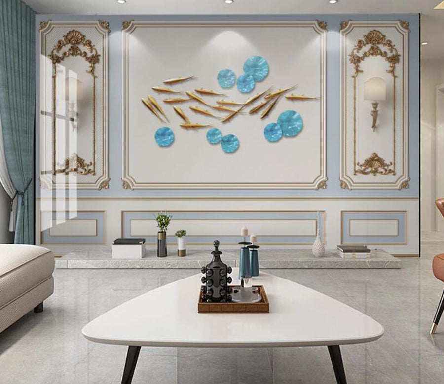 3D Goldfish Lotus Leaf 332 Wall Murals